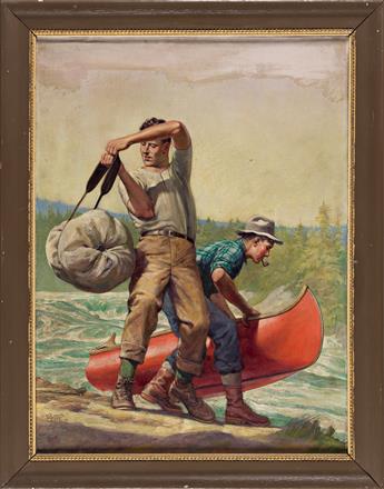 WALTER HASKELL HINTON (1886-1980) Fishermen. [SPORTING / FISHING / OUTDOOR LIFE]